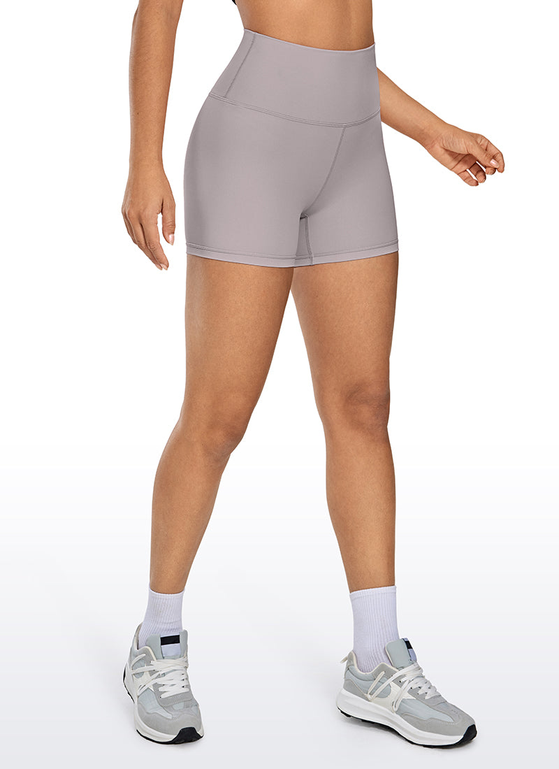 CRZ YOGA Women's Yoga High Rise Biker Shorts Nakedfeel Shorts 4'' Lunar Rock @model_info:Deni