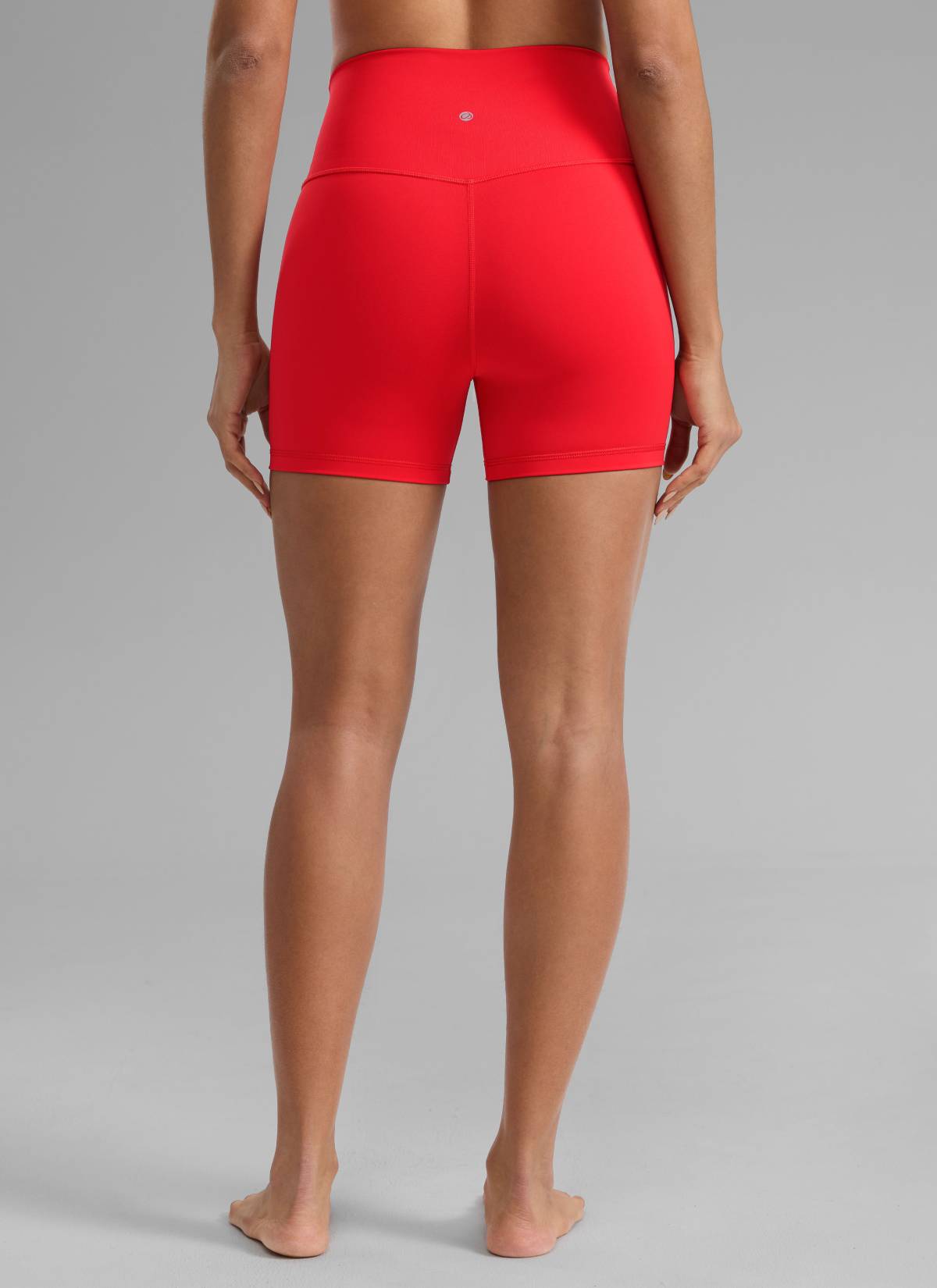 CRZ YOGA Women's Yoga High Rise Biker Shorts Nakedfeel Shorts 4'' Deep Red