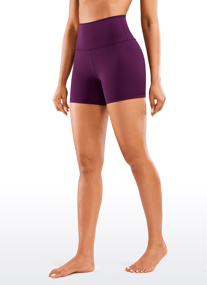 CRZ YOGA Women's Yoga High Rise Biker Shorts Nakedfeel Shorts 4'' Plum Magenta