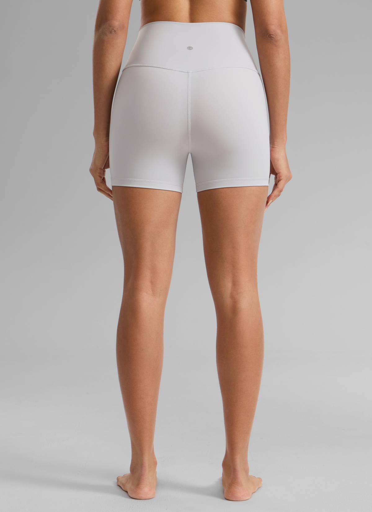 CRZ YOGA Women's Yoga High Rise Biker Shorts Nakedfeel Shorts 4'' Platinum Grey