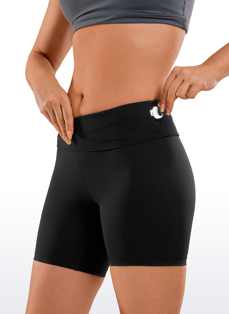 CRZ YOGA Women's Yoga High Rise Biker Shorts Nakedfeel Shorts 6'' Black @model_info:Hanna