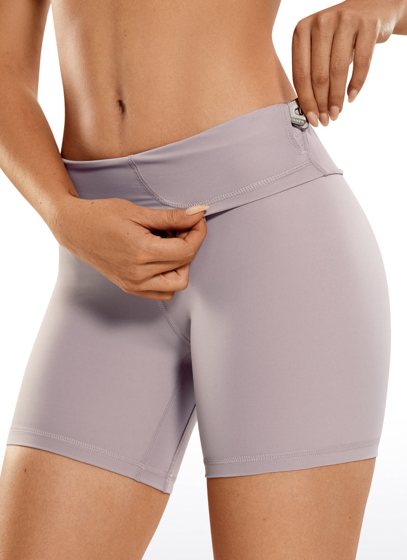 CRZ YOGA Women's Yoga High Rise Biker Shorts Nakedfeel Shorts 6'' Moonphase