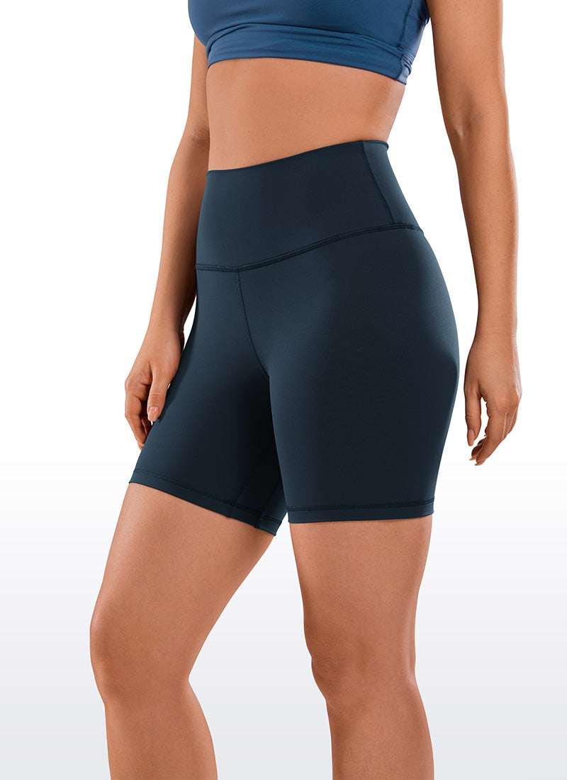 CRZ YOGA Women's Yoga High Rise Biker Shorts Nakedfeel Shorts 6'' True Navy