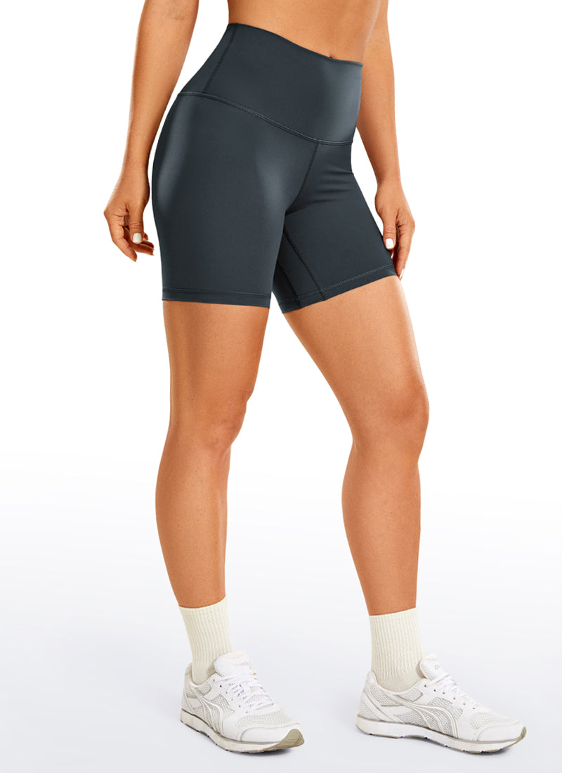 CRZ YOGA Women's Yoga High Rise Biker Shorts Nakedfeel Shorts 6'' Melanite