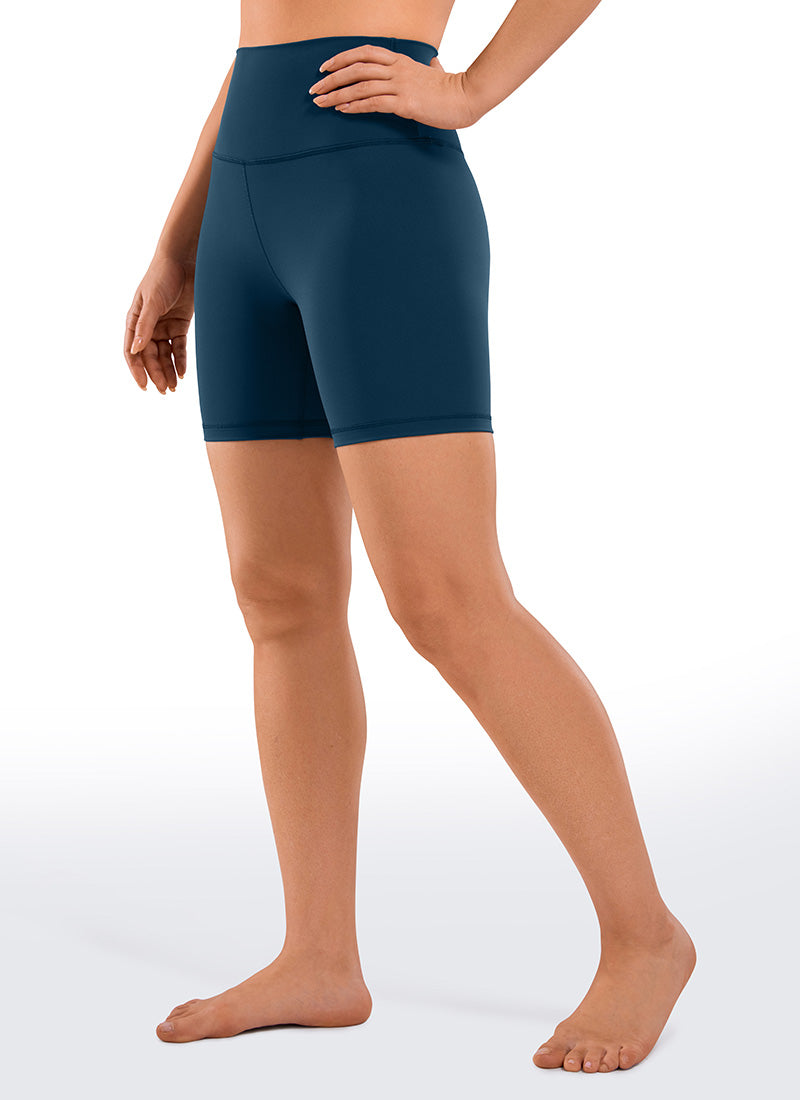 CRZ YOGA Women's Yoga High Rise Biker Shorts Nakedfeel Shorts 6'' French Navy