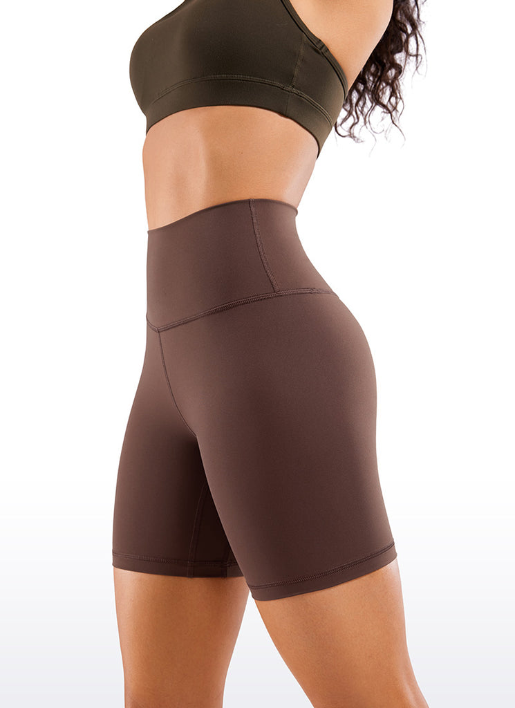 CRZ YOGA Women's Yoga High Rise Biker Shorts Nakedfeel Shorts 6'' Hydra Blue