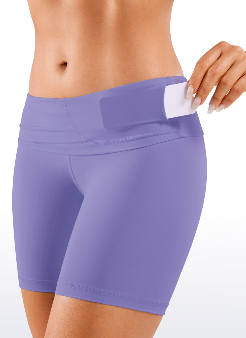 CRZ YOGA Women's Yoga High Rise Biker Shorts Nakedfeel Shorts 6'' Dark Lavender Purple