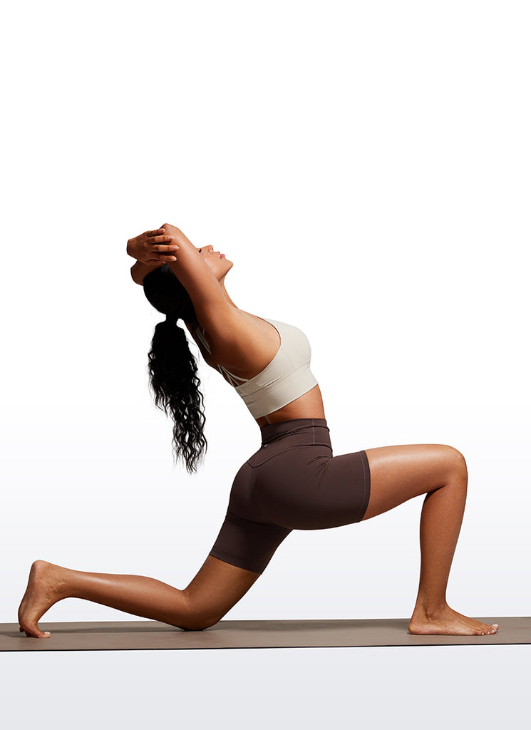 CRZ YOGA Women's Yoga High Rise Biker Shorts Nakedfeel Shorts 6'' Hot Fudge Brown