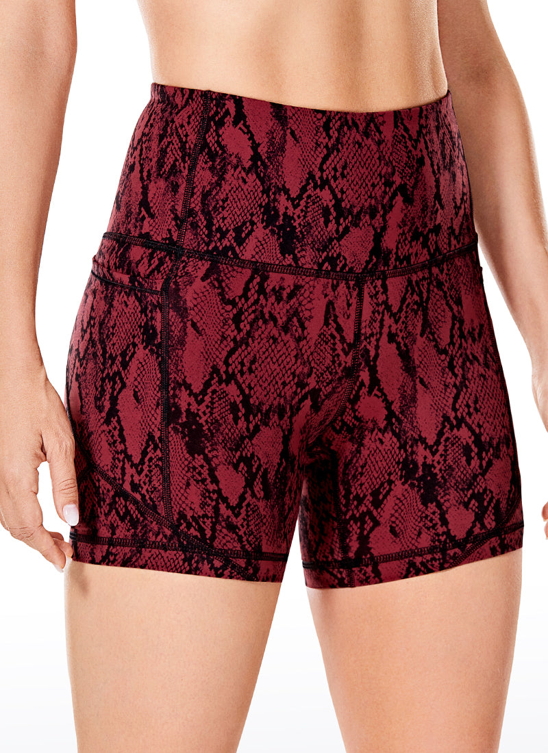 CRZ YOGA Women's Train High Rise Biker Nakedfeel Pocket Shorts 5'' Red snake
