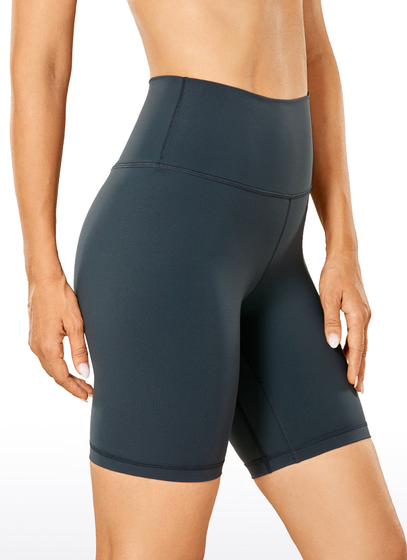 CRZ YOGA Women's Yoga High Rise Biker Shorts Nakedfeel Shorts 8'' Melanite @model_info:N