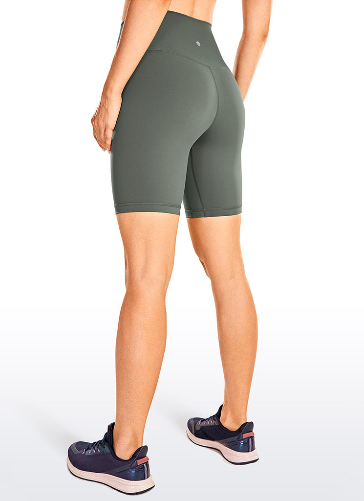 CRZ YOGA Women's Yoga High Rise Biker Shorts Nakedfeel Shorts 8'' Grey Sage
