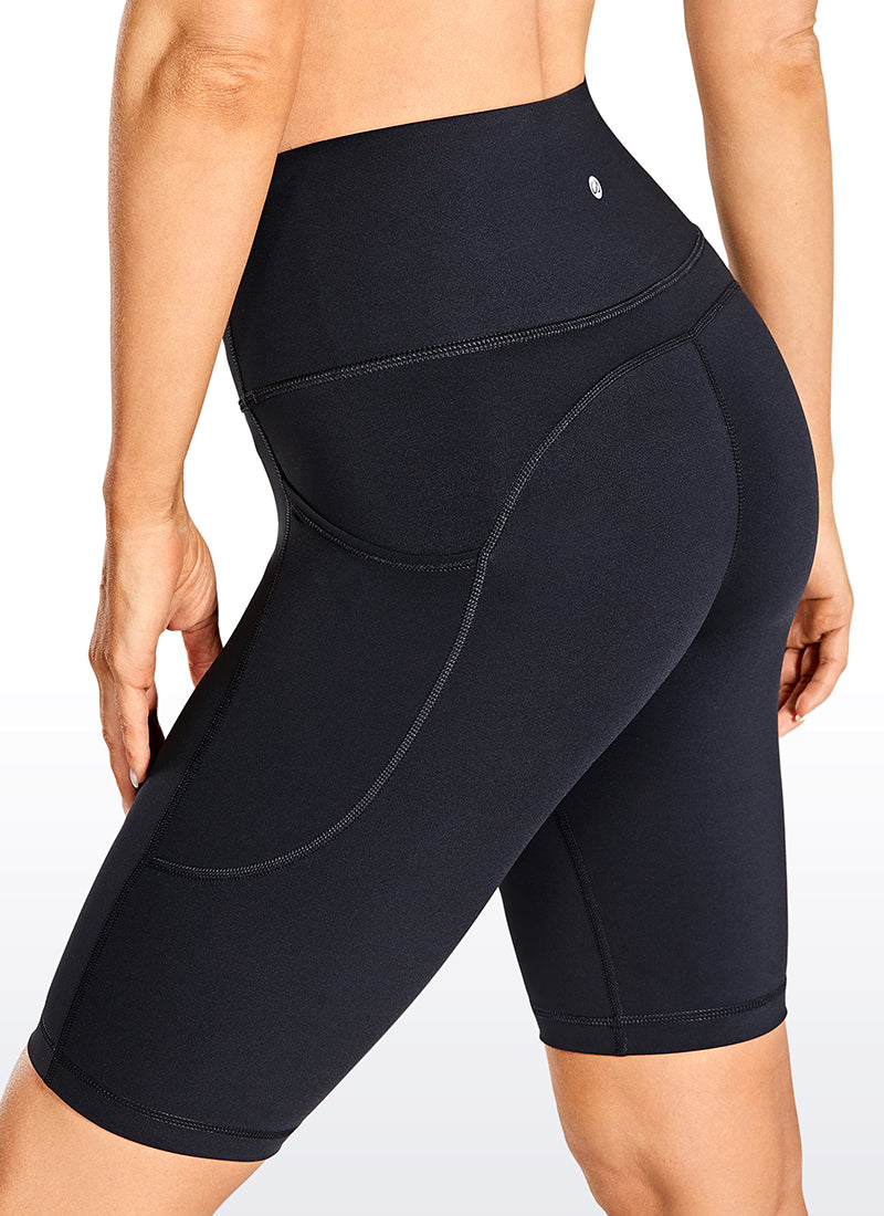 CRZ YOGA Women's Train High Rise Biker Nakedfeel Shorts Pockets 10'' Black