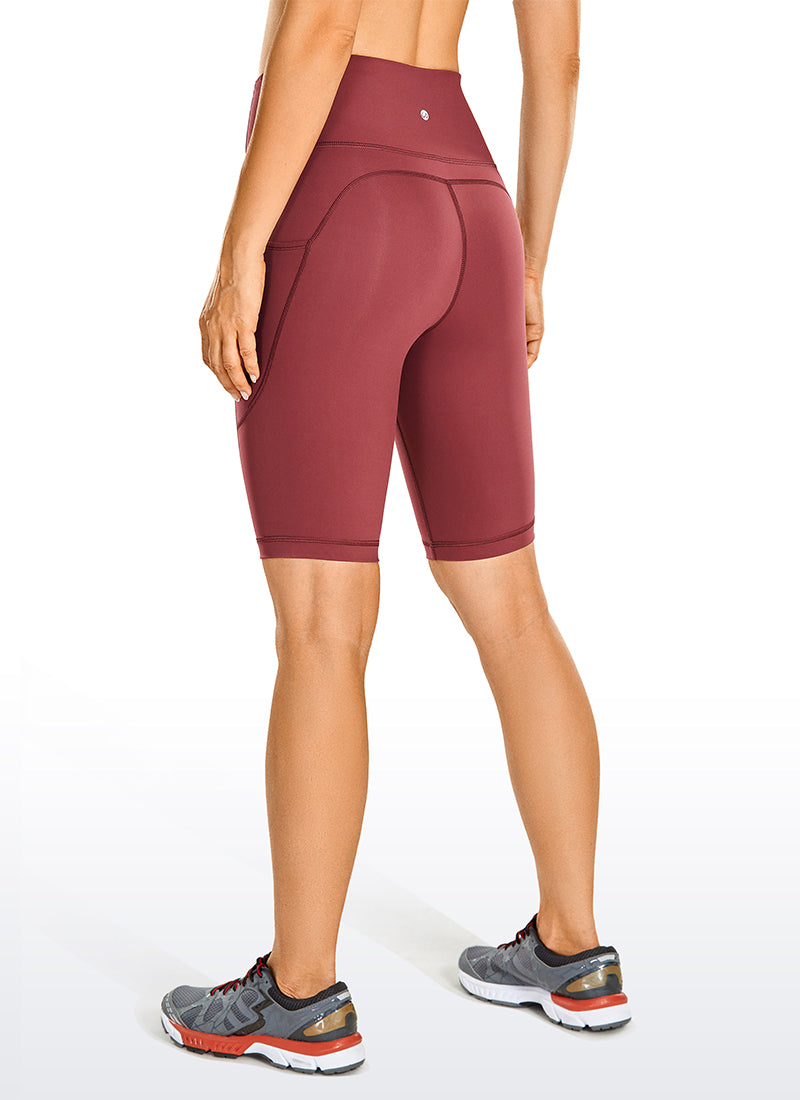 CRZ YOGA Women's Train High Rise Biker Nakedfeel Shorts Pockets 10'' Savannah
