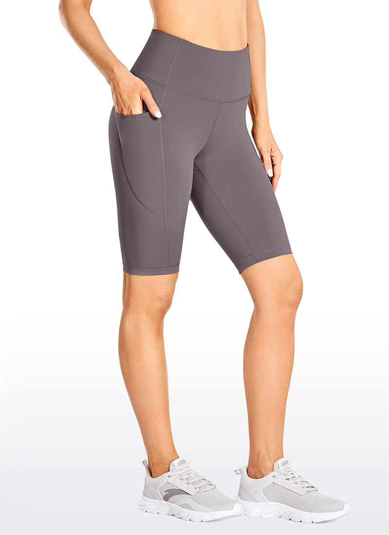 CRZ YOGA Women's Train High Rise Biker Nakedfeel Shorts Pockets 10'' Tornado