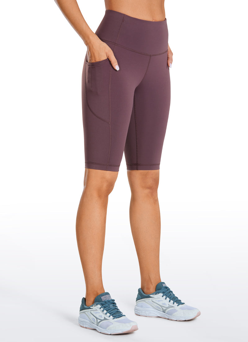 CRZ YOGA Women's Train High Rise Biker Nakedfeel Shorts Pockets 10'' Arctic Plum