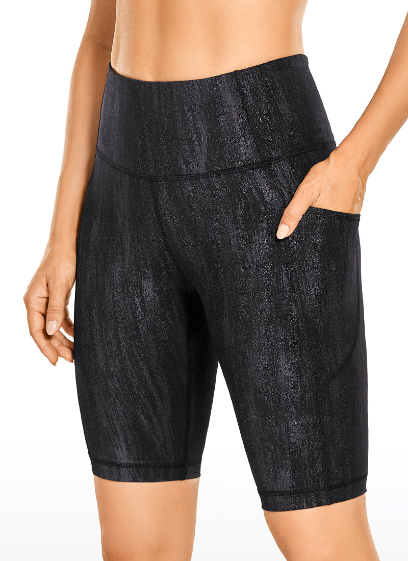 CRZ YOGA Women's Train High Rise Biker Nakedfeel Shorts Pockets 10'' Light Black