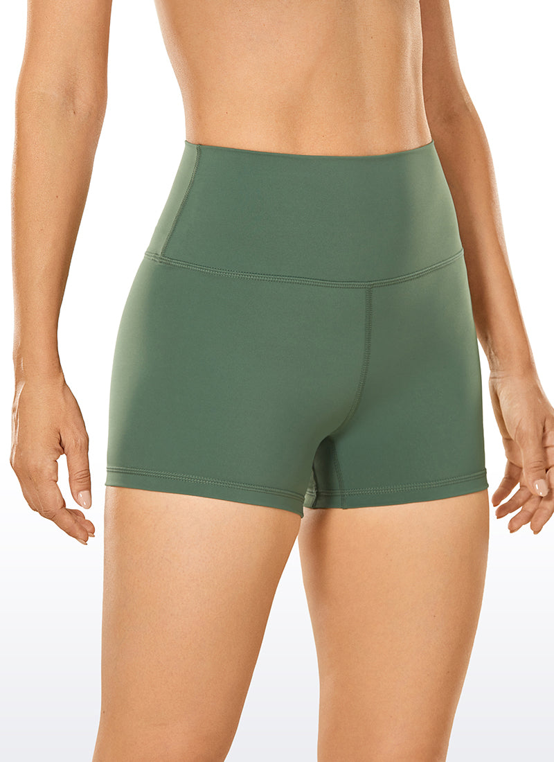 CRZ YOGA Women's Yoga Train High Rise Biker Shorts Nakedfeel Short 3'' Vibrant green