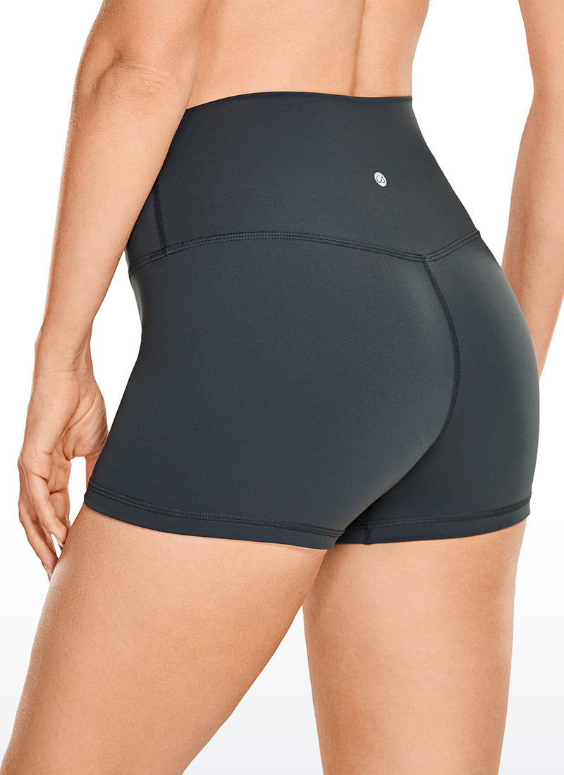 CRZ YOGA Women's Yoga Train High Rise Biker Shorts Nakedfeel Short 3'' Melanite @model_info:N