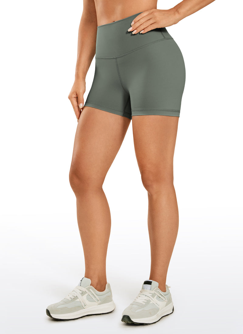 CRZ YOGA Women's Yoga Train High Rise Biker Shorts Nakedfeel Short 3'' Grey Sage @model_info:L