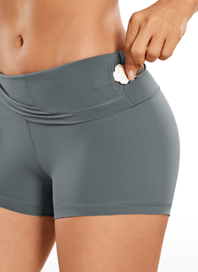 CRZ YOGA Women's Yoga Train High Rise Biker Shorts Nakedfeel Short 3'' Dark Carbon
