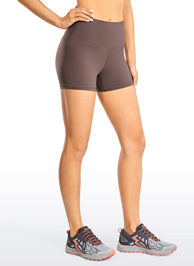 CRZ YOGA Women's Yoga Train High Rise Biker Shorts Nakedfeel Short 3'' Purple Taupe
