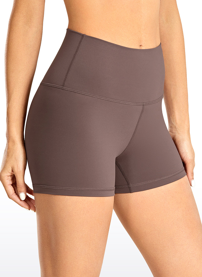 CRZ YOGA Women's Yoga Train High Rise Biker Shorts Nakedfeel Short 3'' Purple Taupe @model_info:J