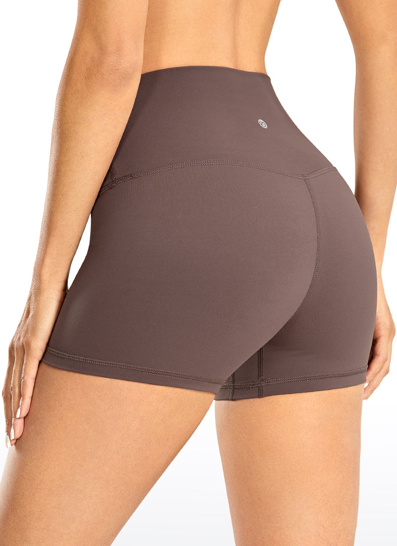 CRZ YOGA Women's Yoga Train High Rise Biker Shorts Nakedfeel Short 3'' Purple Taupe @model_info:J
