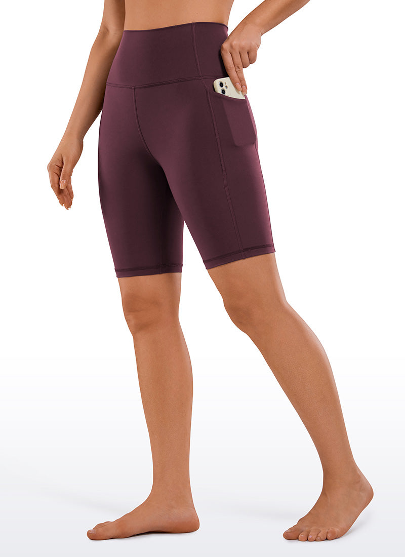CRZ YOGA Women's Train High Rise Biker Nakedfeel Pocket Shorts 8'' Dark Russet