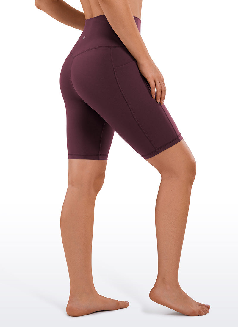 CRZ YOGA Women's Train High Rise Biker Nakedfeel Pocket Shorts 8'' Dark Russet