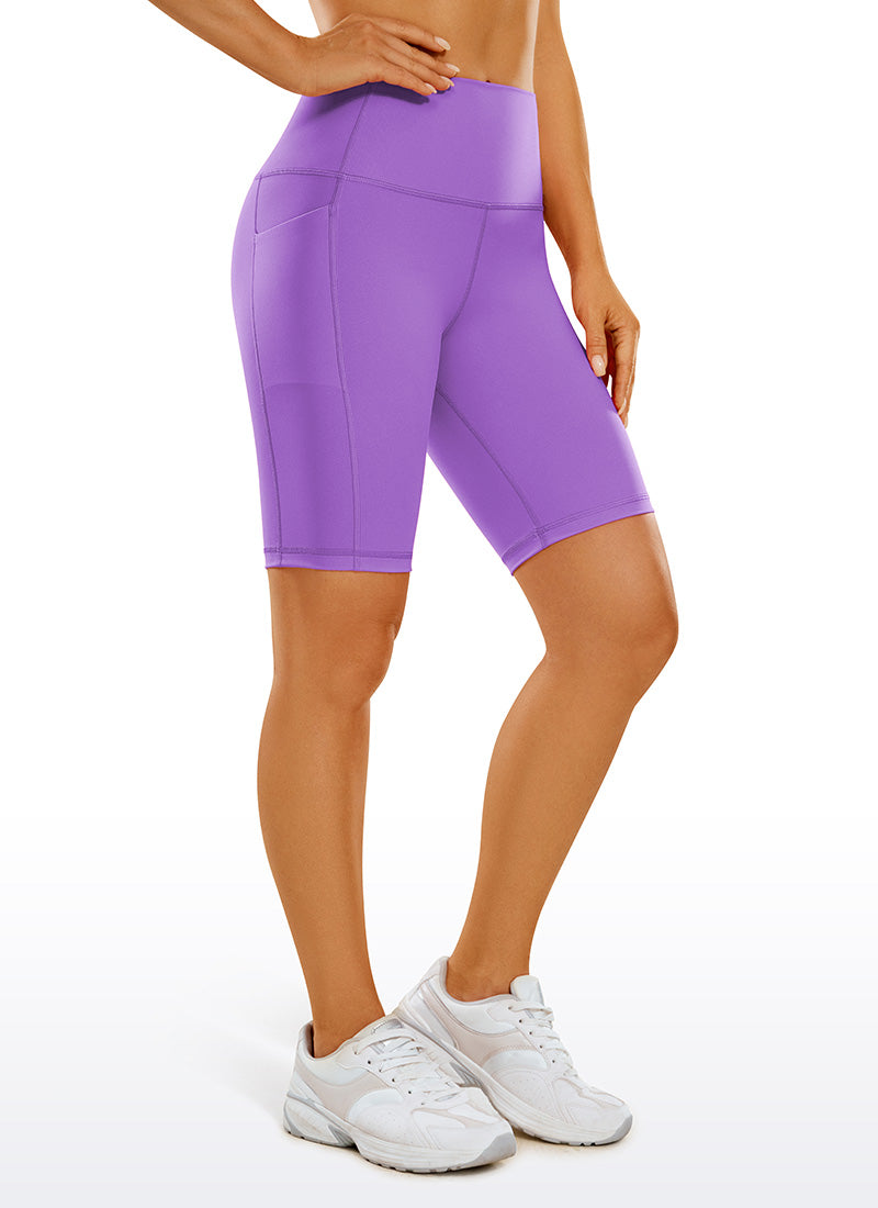 CRZ YOGA Women's Train High Rise Biker Nakedfeel Pocket Shorts 8'' Royal Lilac