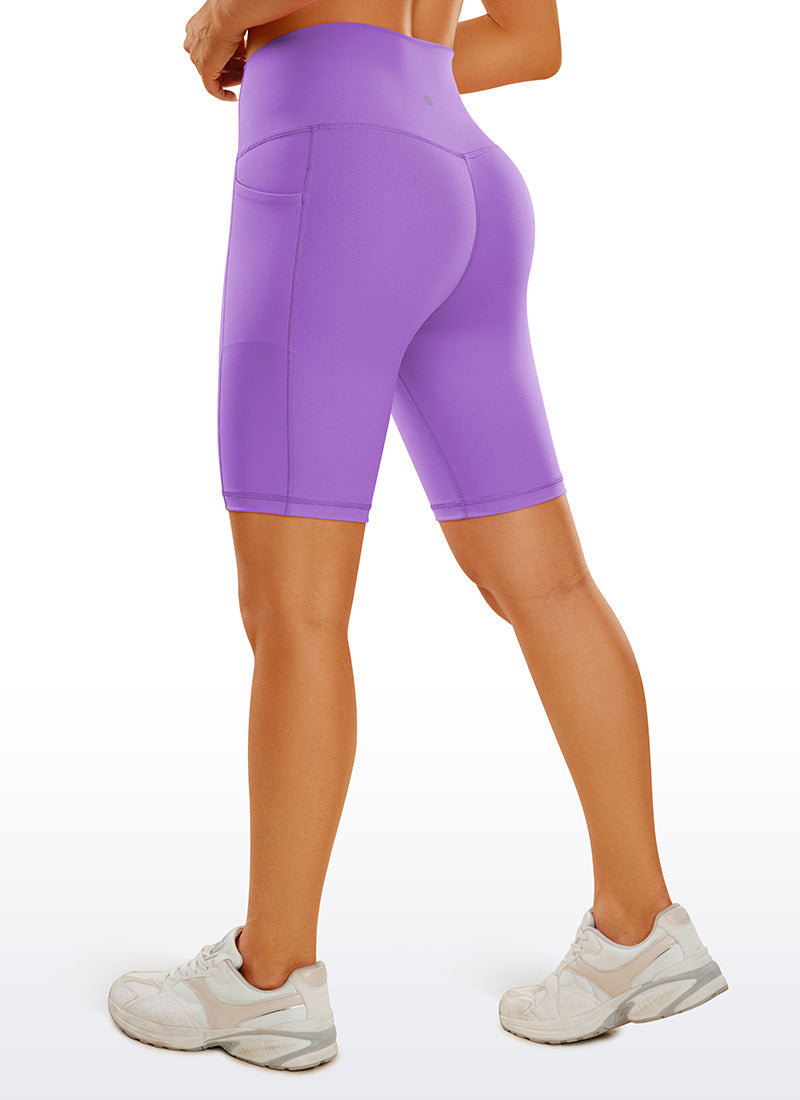 CRZ YOGA Women's Train High Rise Biker Nakedfeel Pocket Shorts 8'' Royal Lilac @model_info:Lera