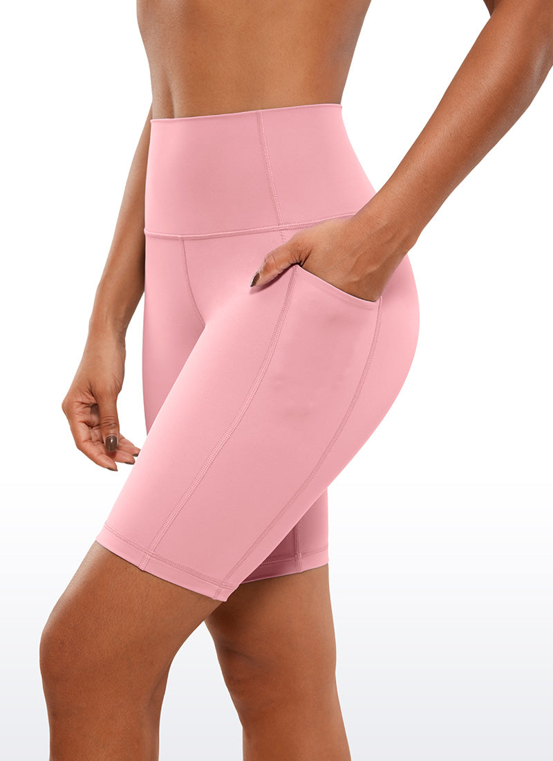 CRZ YOGA Women's Train High Rise Biker Nakedfeel Pocket Shorts 8'' The heartbeat powder