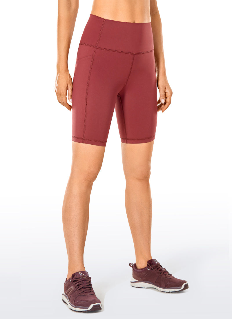 CRZ YOGA Women's Train High Rise Biker Nakedfeel Pocket Shorts 8'' Savannah