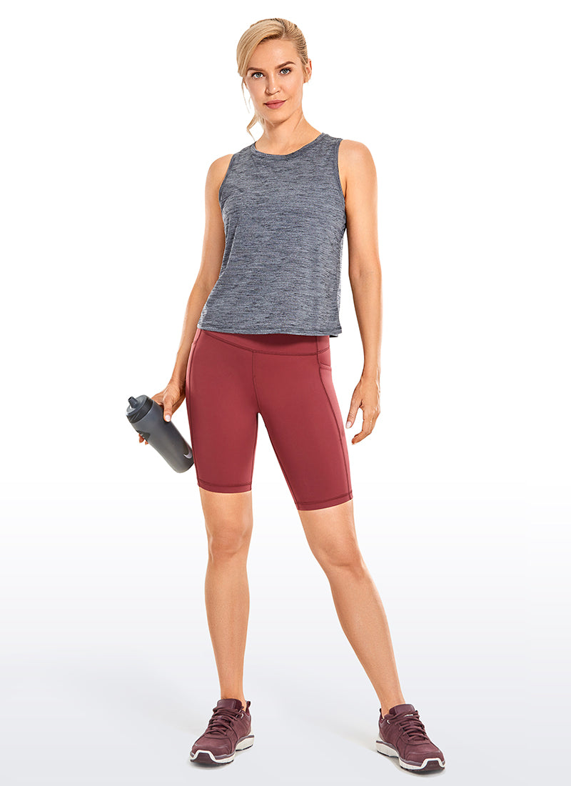 CRZ YOGA Women's Train High Rise Biker Nakedfeel Pocket Shorts 8'' Savannah