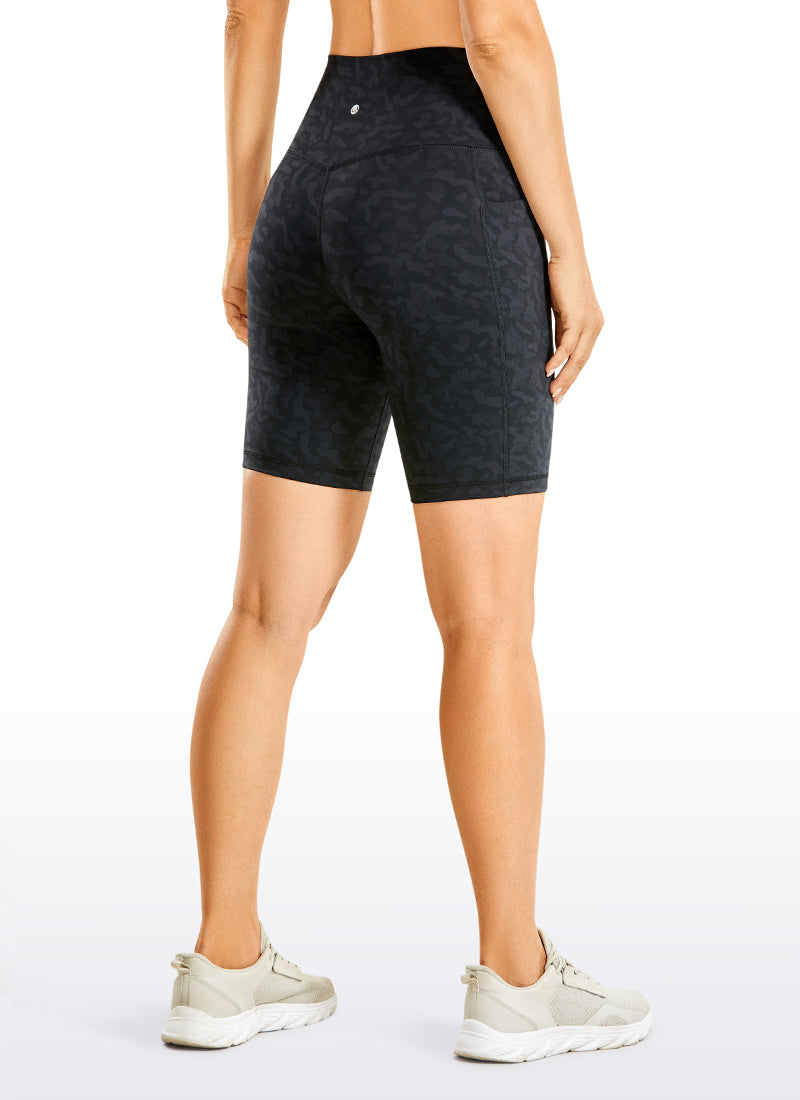 CRZ YOGA Women's Train High Rise Biker Nakedfeel Pocket Shorts 8'' Camo Multi 2 @model_info:N