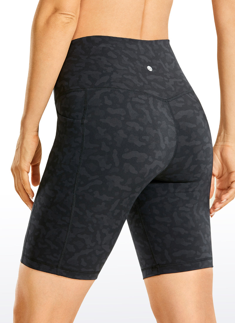 CRZ YOGA Women's Train High Rise Biker Nakedfeel Pocket Shorts 8'' Camo Multi 2