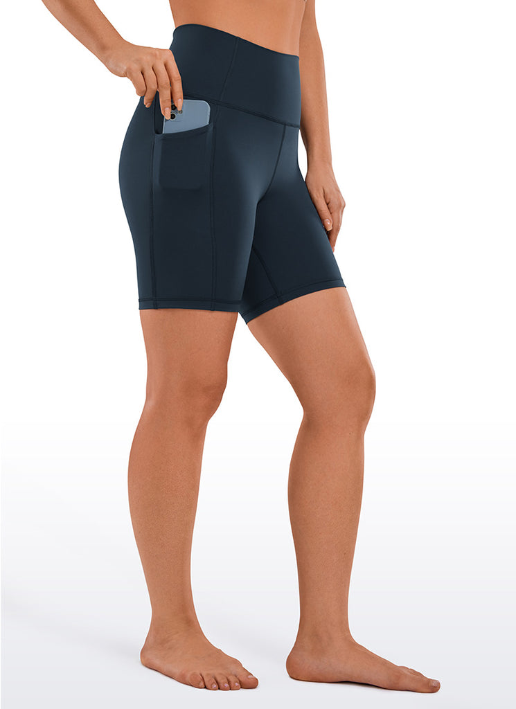 CRZ YOGA Women's Train High Rise Biker Nakedfeel Pocket Shorts 6'' Black