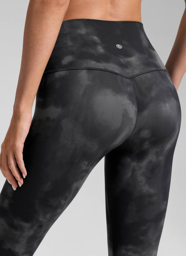 CRZ YOGA Women's Yoga Lounge High Rise Butterluxe Yoga Leggings 25'' Grey Tie Dye Flowers