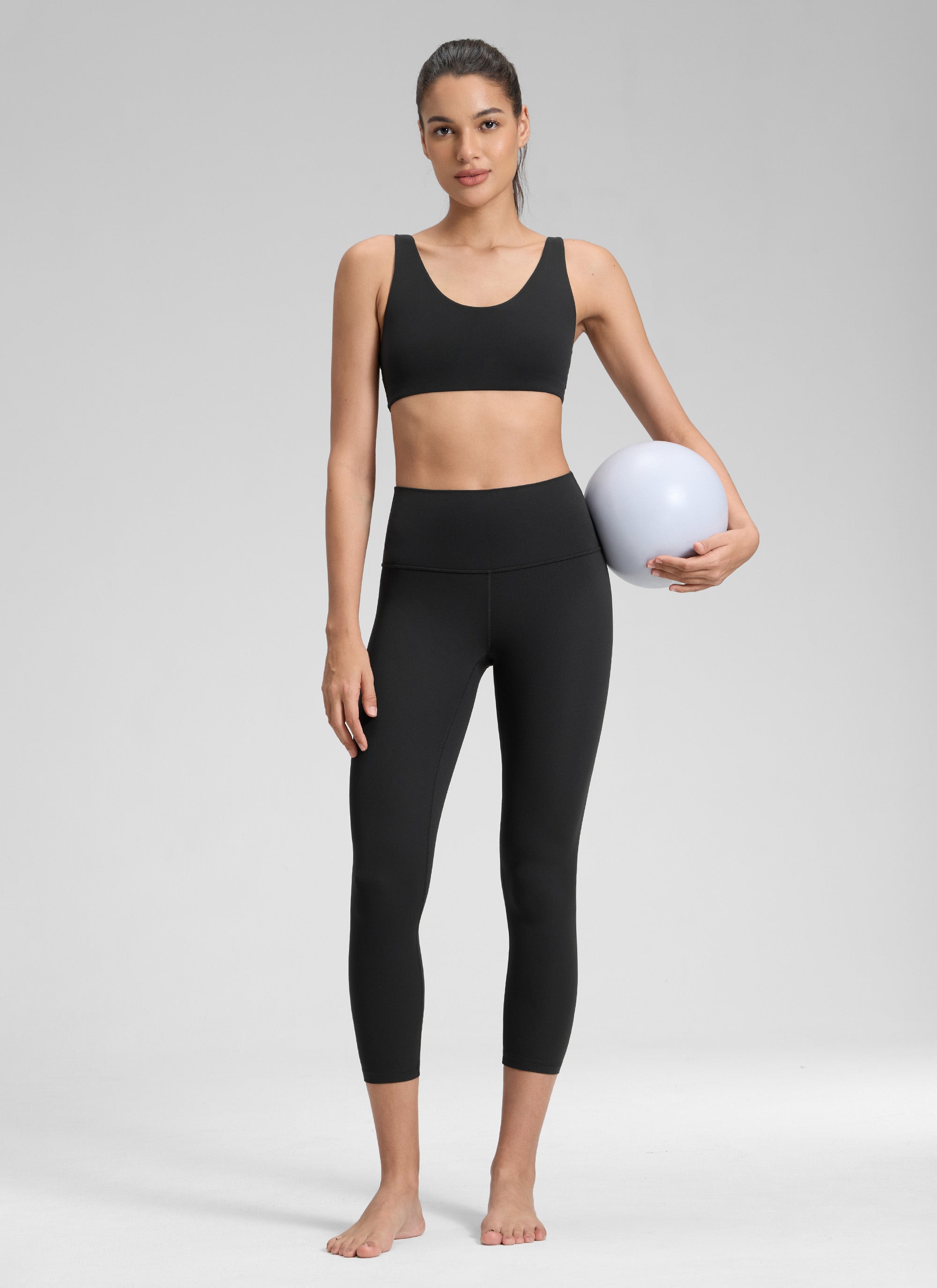 CRZ YOGA Women's Yoga Lounge High Rise Butterluxe Yoga Leggings 23'' Black @model_info:Jenna
