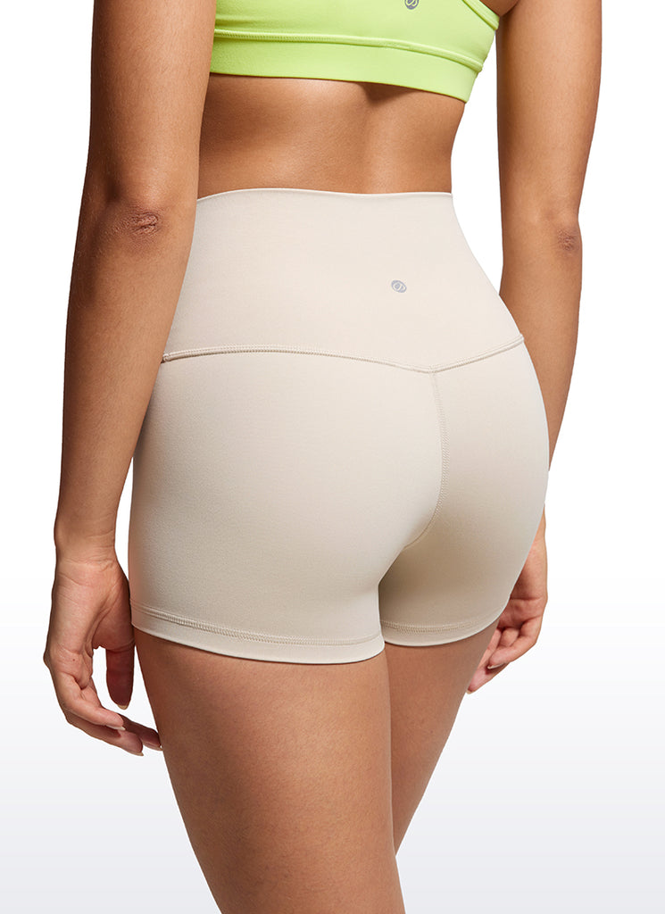 CRZ YOGA Women's Yoga High Rise Booty Butterluxe Biker Shorts 2.5'' Mojave Tan