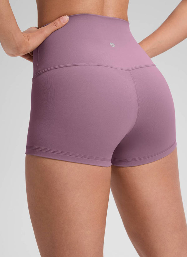 CRZ YOGA Women's Yoga High Rise Booty Butterluxe Biker Shorts 2.5'' Light Lavender @model_info:Fiona