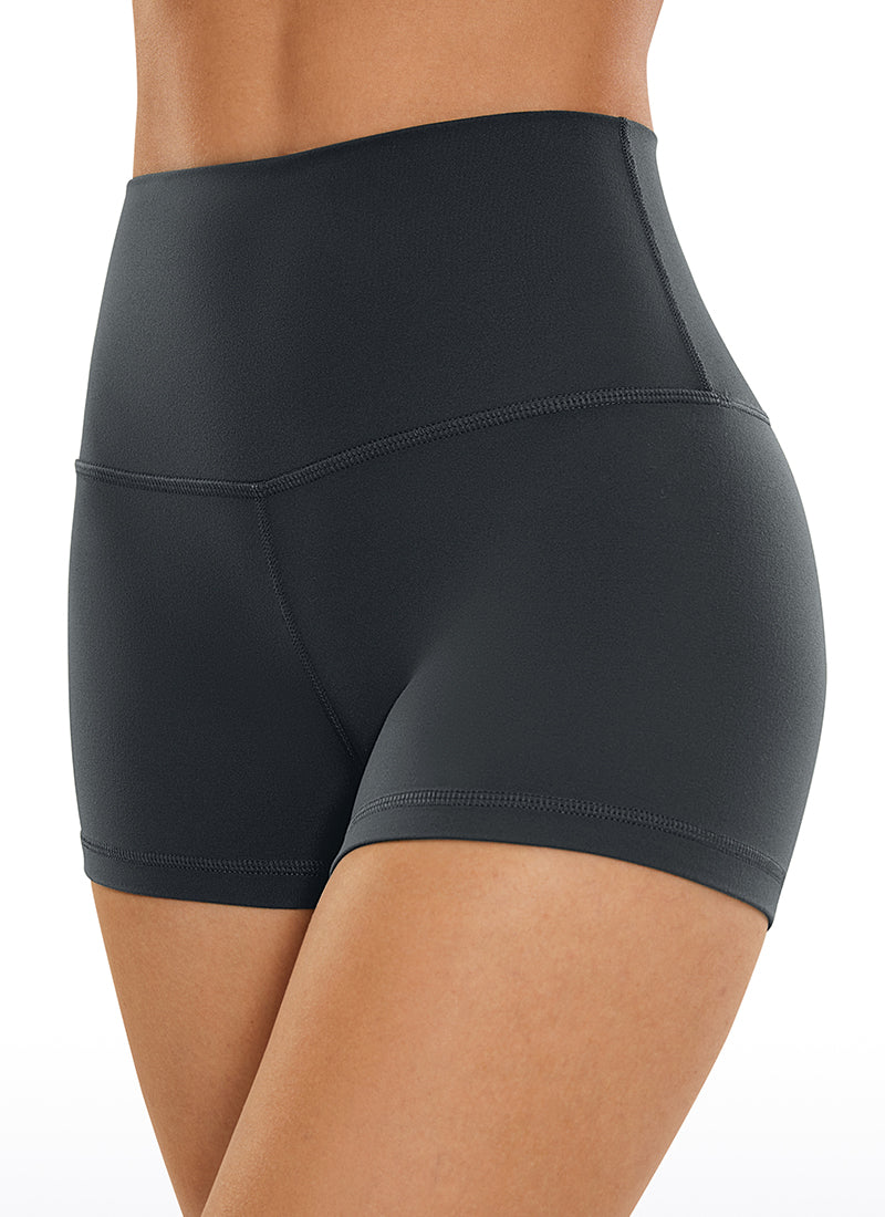 CRZ YOGA Women's Yoga High Rise Booty Butterluxe Biker Shorts 2.5'' Melanite @model_info:NEW3