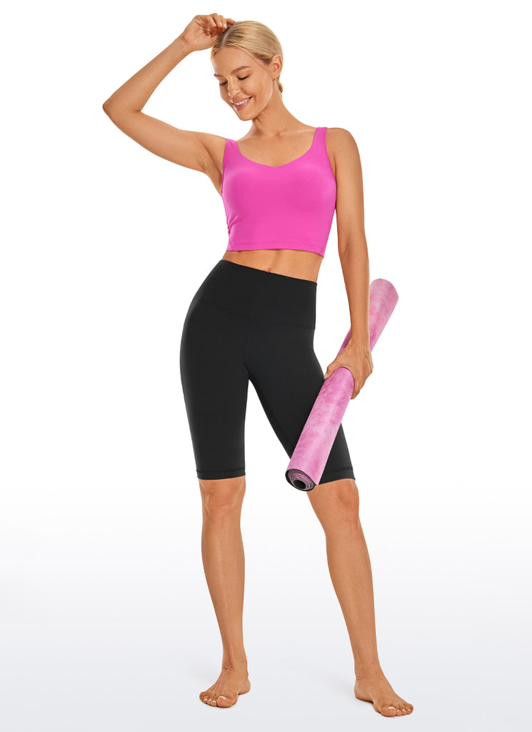 CRZ YOGA Women's Yoga High Rise Butterluxe Long Biker Shorts 10'' Dark Lavender Purple