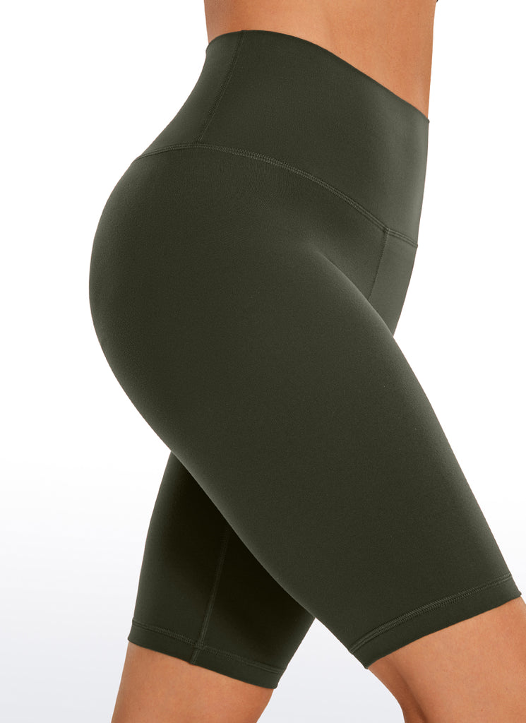 CRZ YOGA Women's Yoga High Rise Butterluxe Long Biker Shorts 10'' True Navy