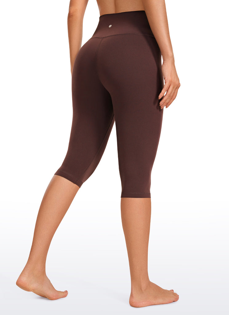 CRZ YOGA Women's High Rise Butterluxe Knee Length Capri Leggings 14" Taupe