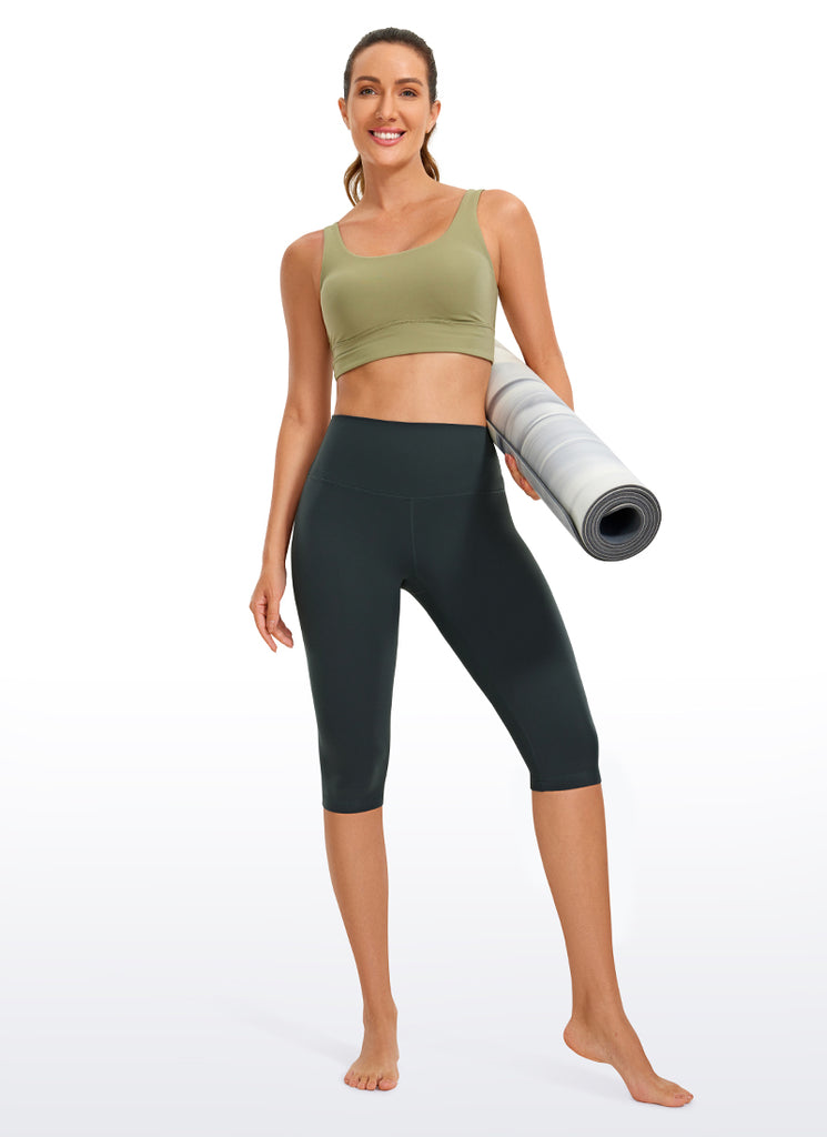 CRZ YOGA Women's High Rise Butterluxe Knee Length Capri Leggings 14" True Navy