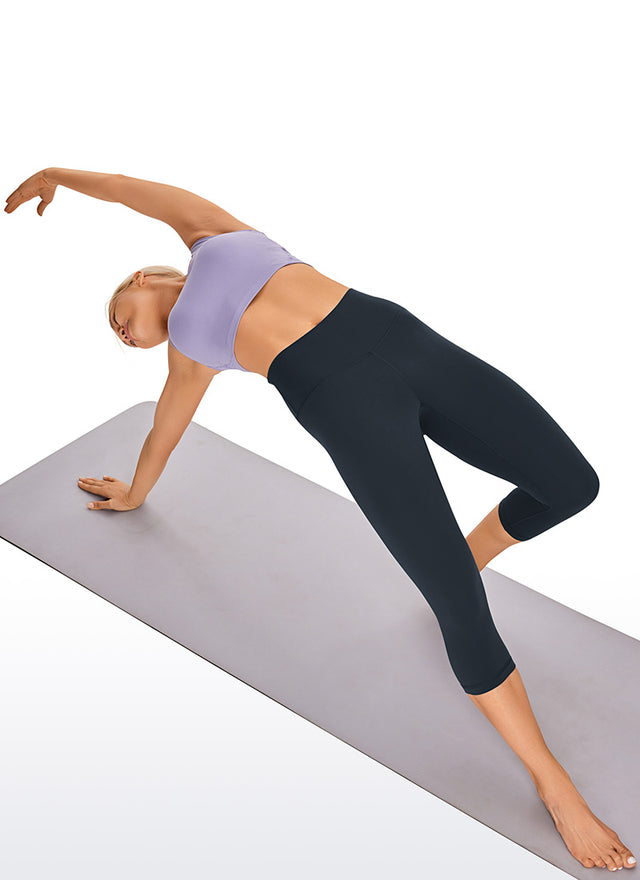 CRZ YOGA Women's Yoga Lounge High Rise Butterluxe Yoga Leggings 17'' True Navy @model_info:Natali