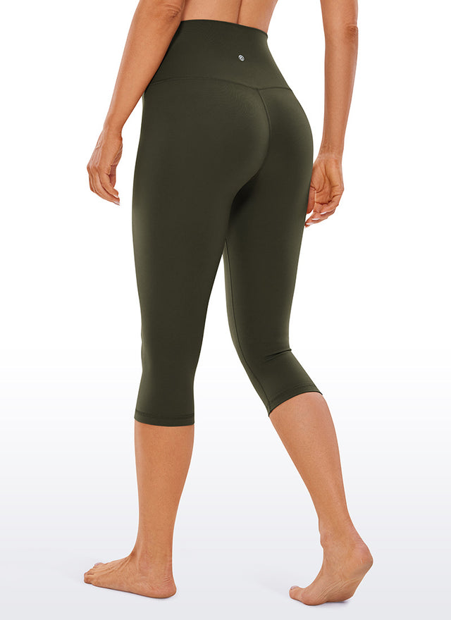 CRZ YOGA Women's Yoga Lounge High Rise Butterluxe Yoga Leggings 17'' Olive Green @model_info:Natali