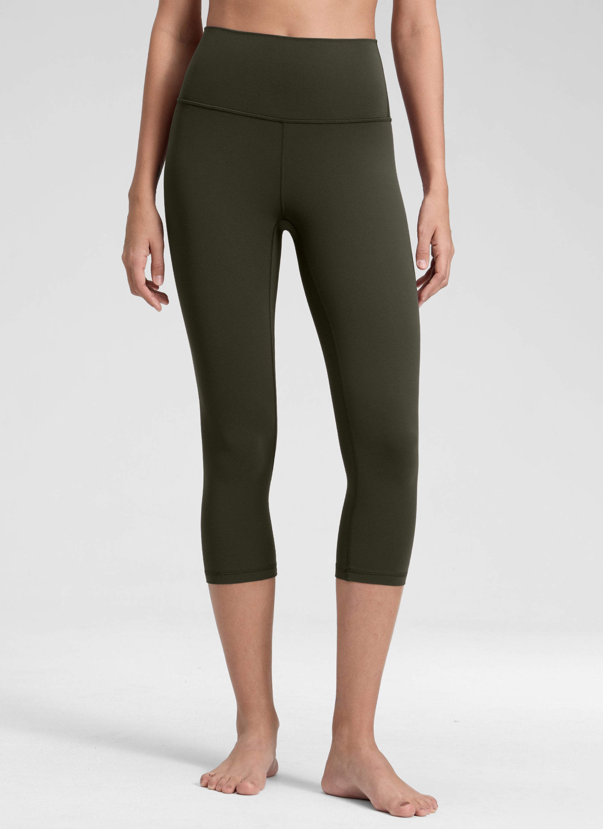 CRZ YOGA Women's Yoga Lounge High Rise Butterluxe Yoga Leggings 19'' Olive Green @model_info:Jenna