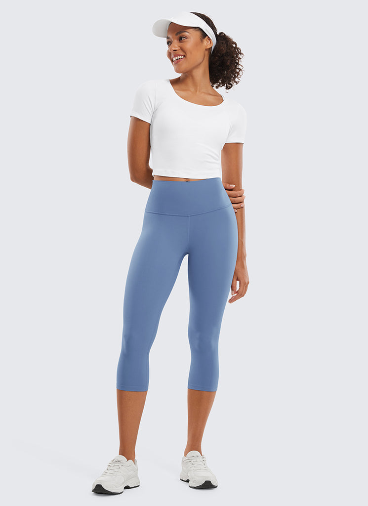 CRZ YOGA Women's Yoga Lounge High Rise Butterluxe Yoga Leggings 19'' White Apricot